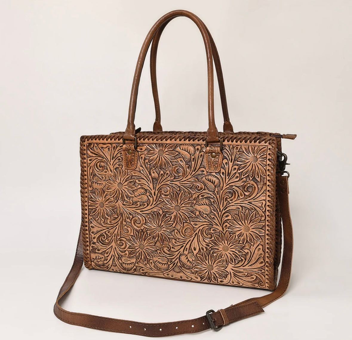 Lacey leather tooled briefcase