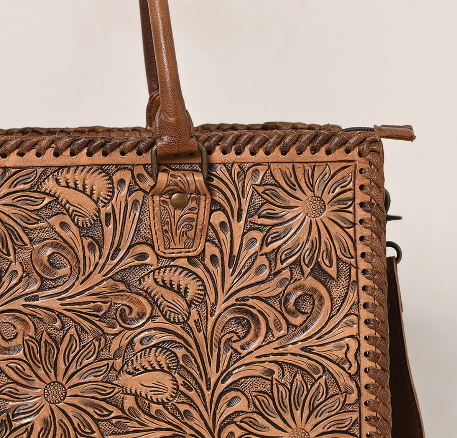 Lacey leather tooled briefcase