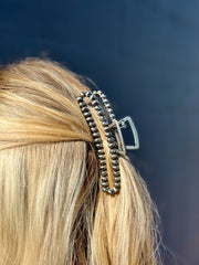 Faux Navajo Pearl Rectangle Hair Clip