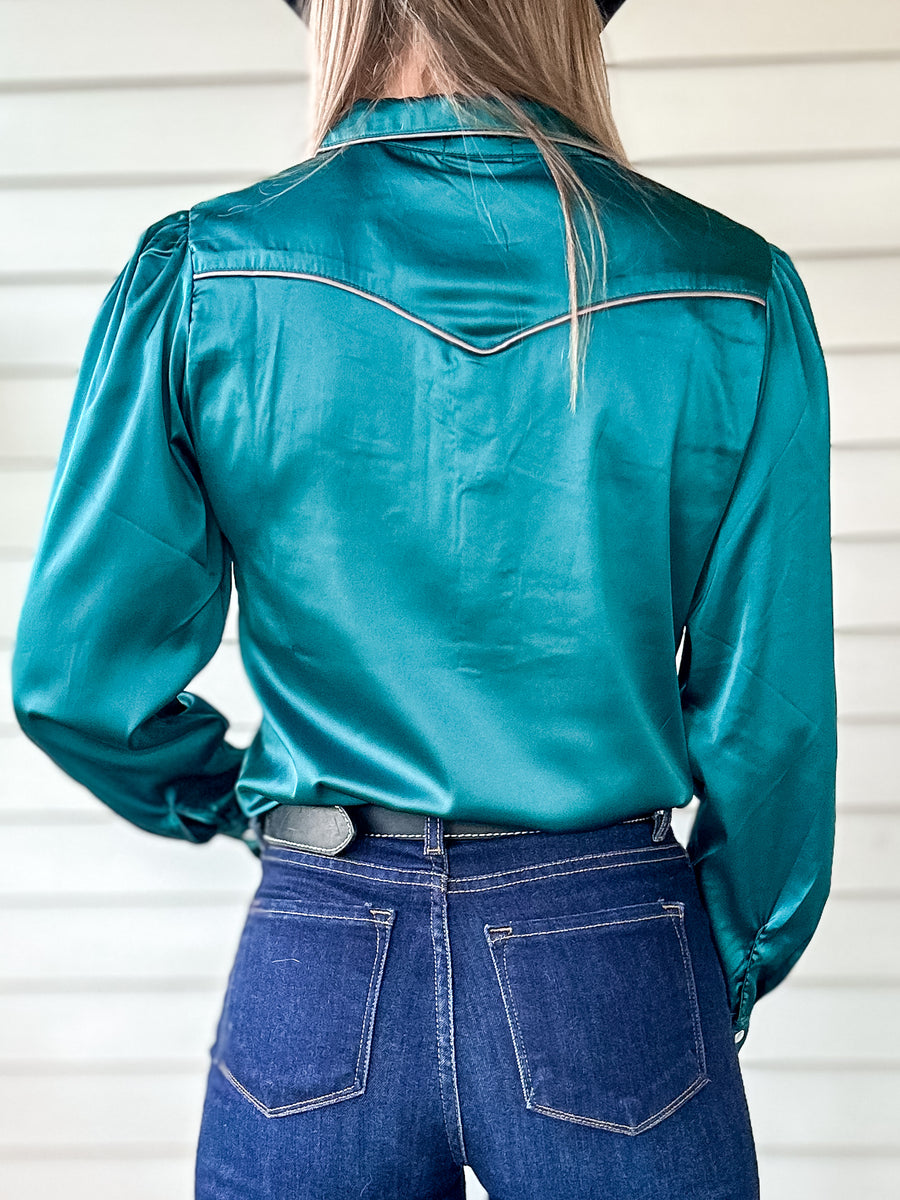 Silverado Pearl Snap Button Up (Teal)