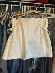 White denim buckle skirt