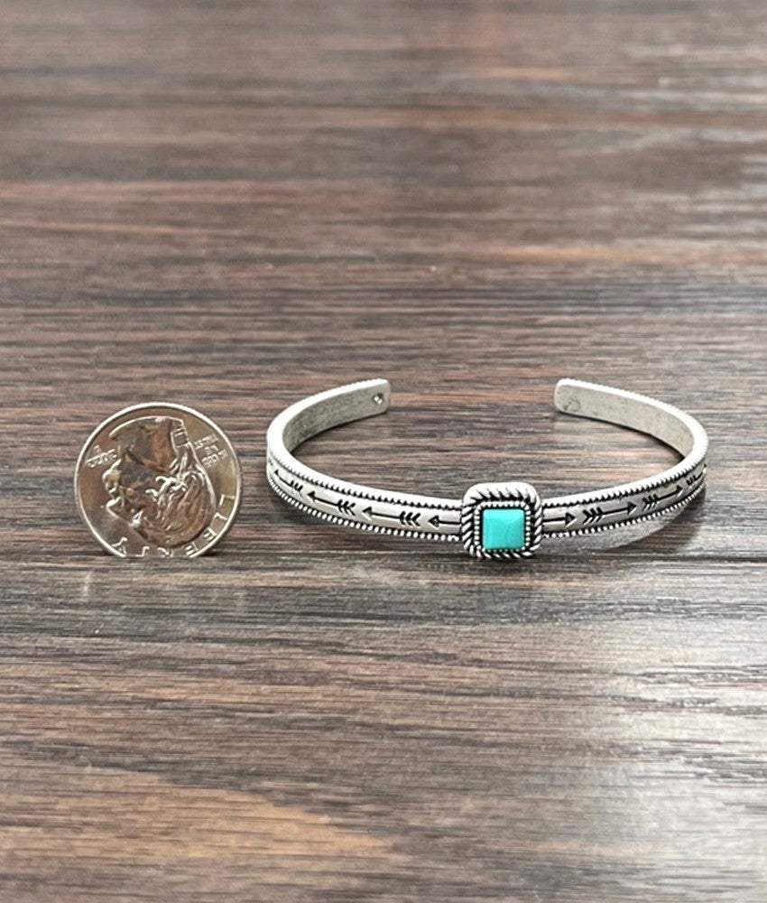 Turquoise square cuff bracelet 8