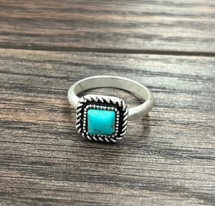 Square turquoise ring L