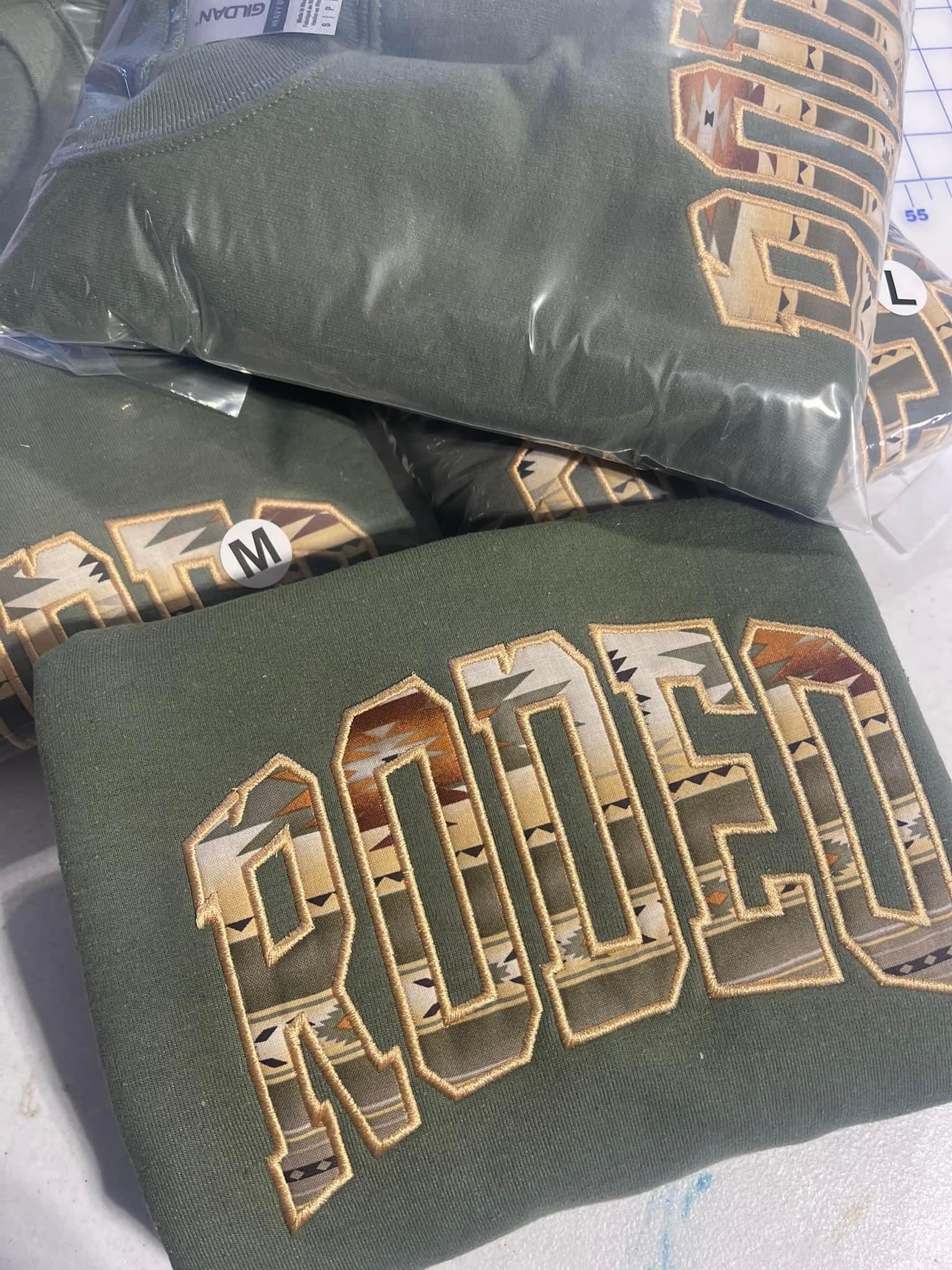Rodeo embroidered olive sweatshirt