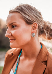 Mini turquoise concho stud earrings N
