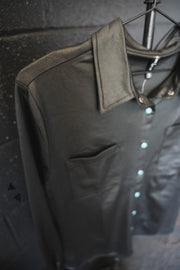 Leather Lux Button Up (Black)