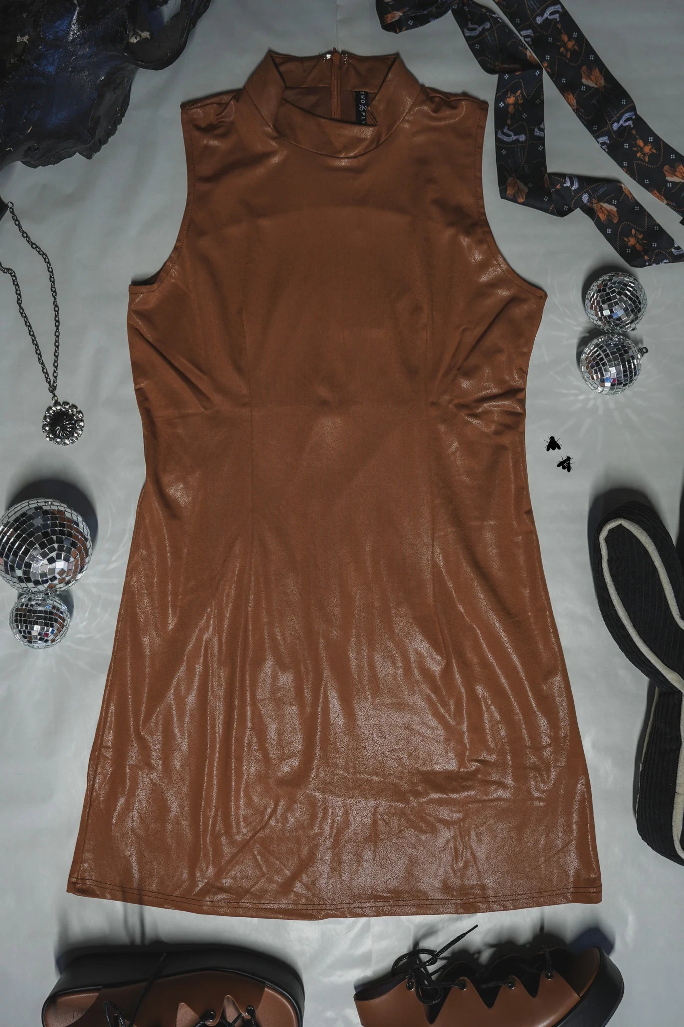Leather Lux Dress (Saddle)