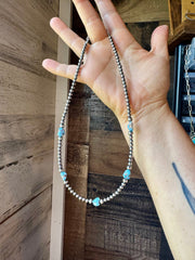 Golden Hill Turquoise & Sterling Silver Pearl Necklace – 16" + Extender