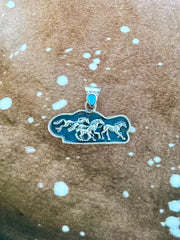 Navajo Handmade Running Horses Pendant