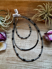 Black Onyx & Sterling Silver Pearl Bracelet – 5mm