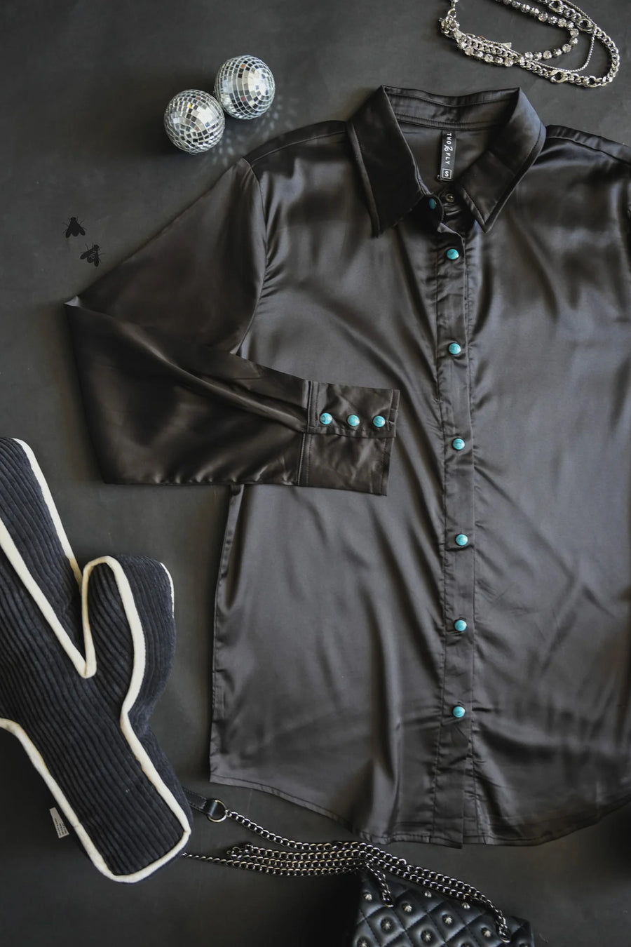 Satin Button Up (Black)