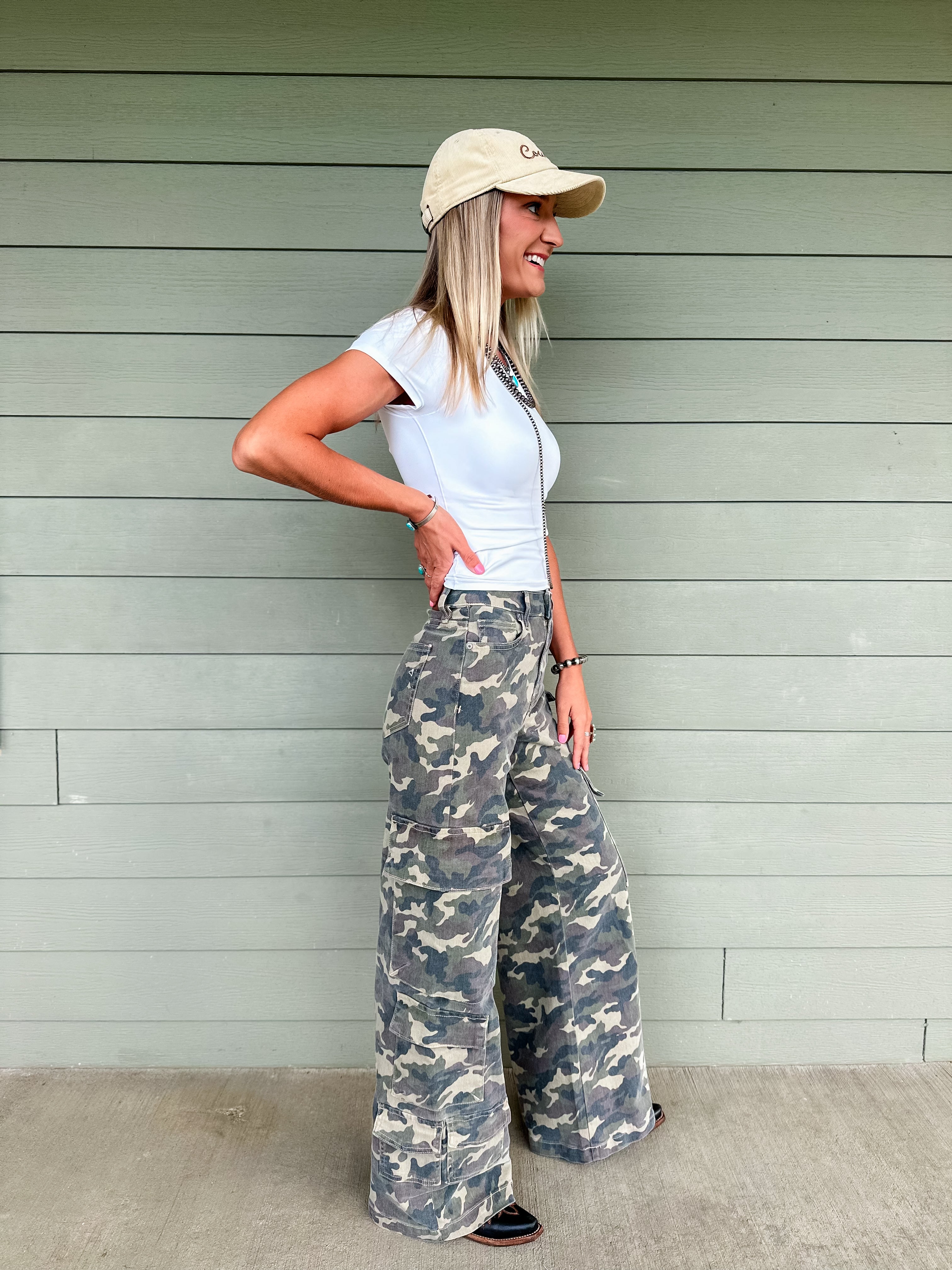 Casey Camo Wide Leg Cargo Jeans