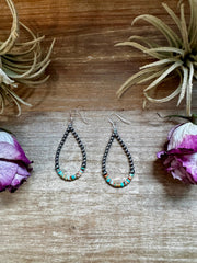 Green & Orange Heishi Earrings – Sterling Silver Pearls