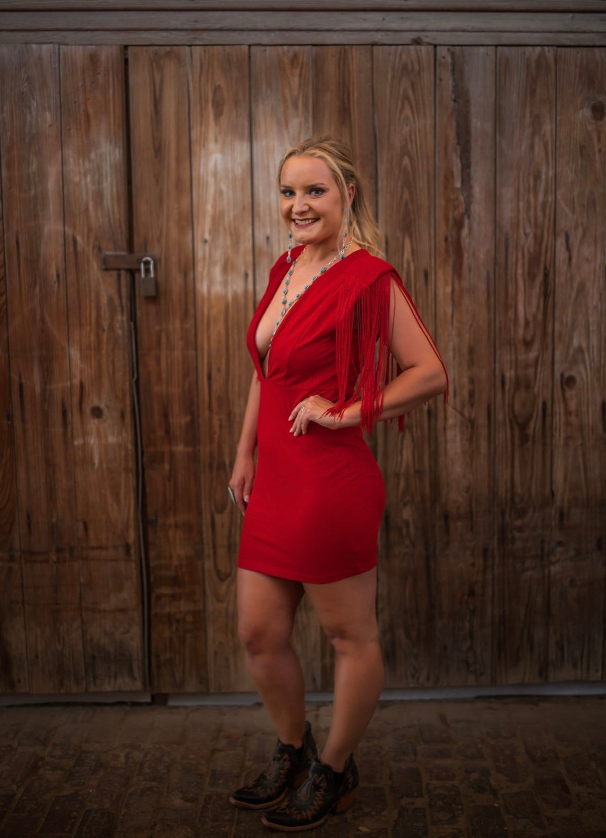 The Avery dress in red