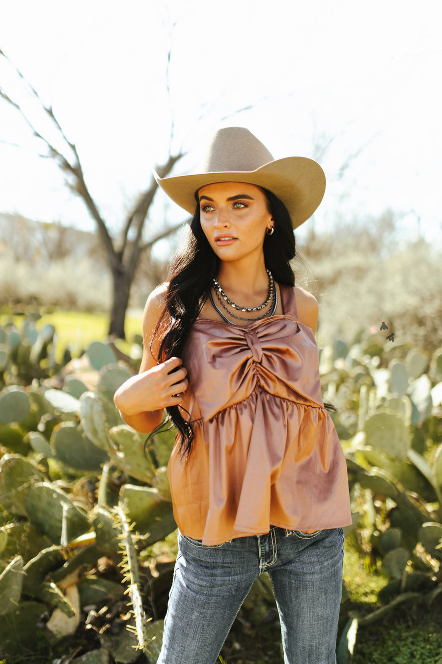 Rodeo Ribbon Top (Saddle)