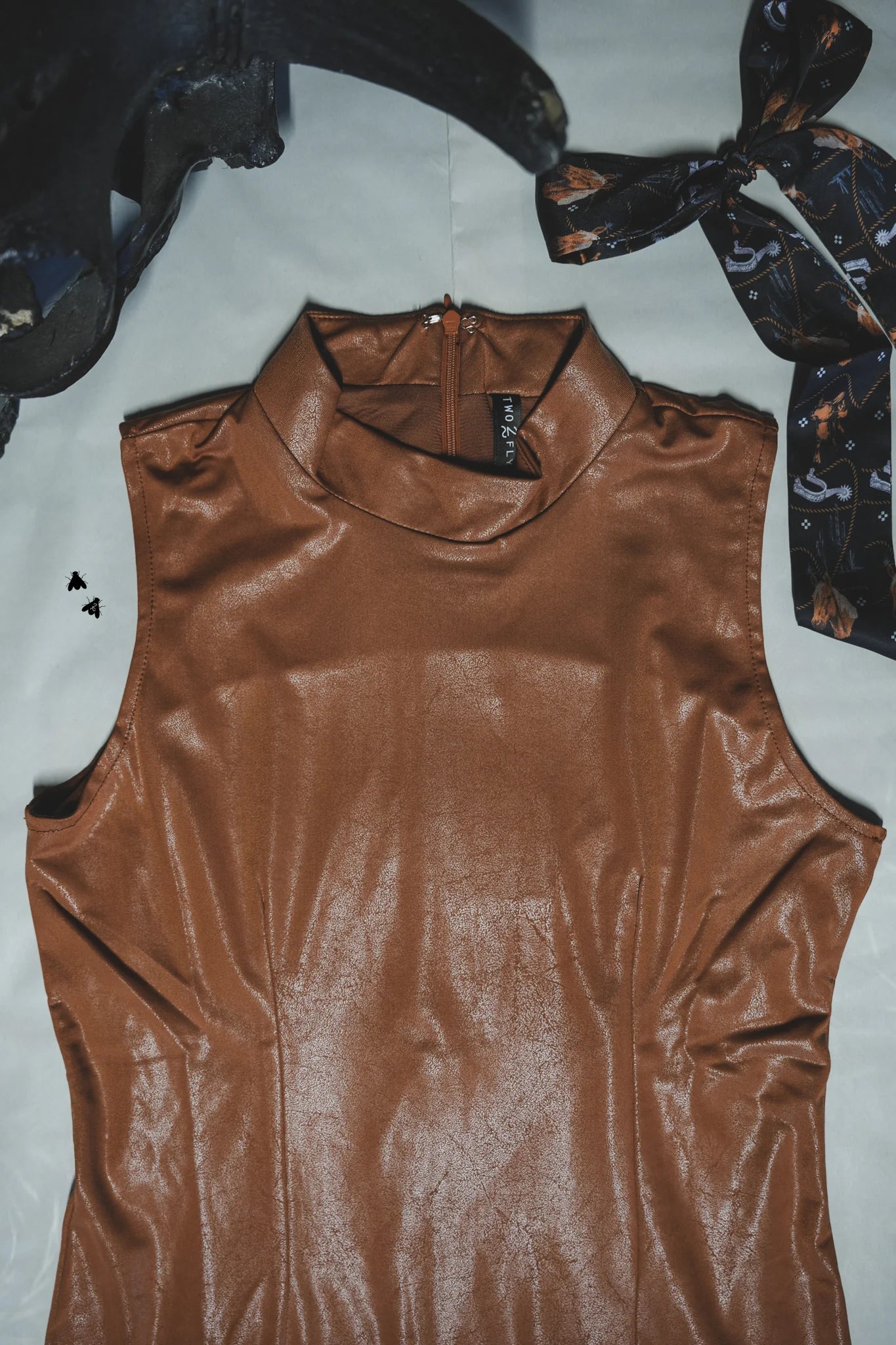 Leather Lux Dress (Saddle)