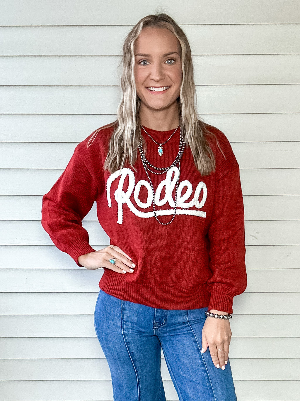 Rodeo Puff Sweater (Red)