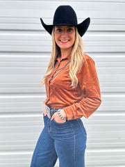 Velvet Cowgirl Button Up (Saddle)