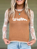 Western Pullover Knit Sweater Vest