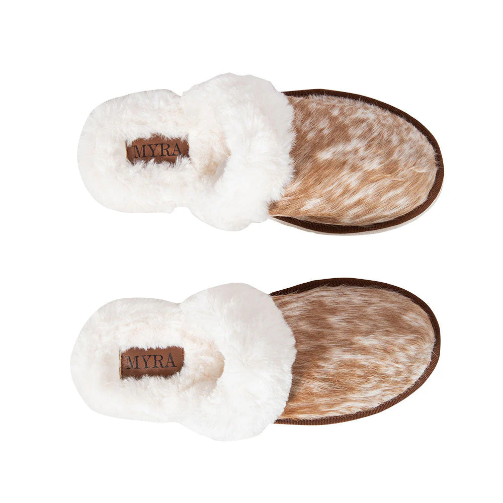 Brown Cowhide Slippers