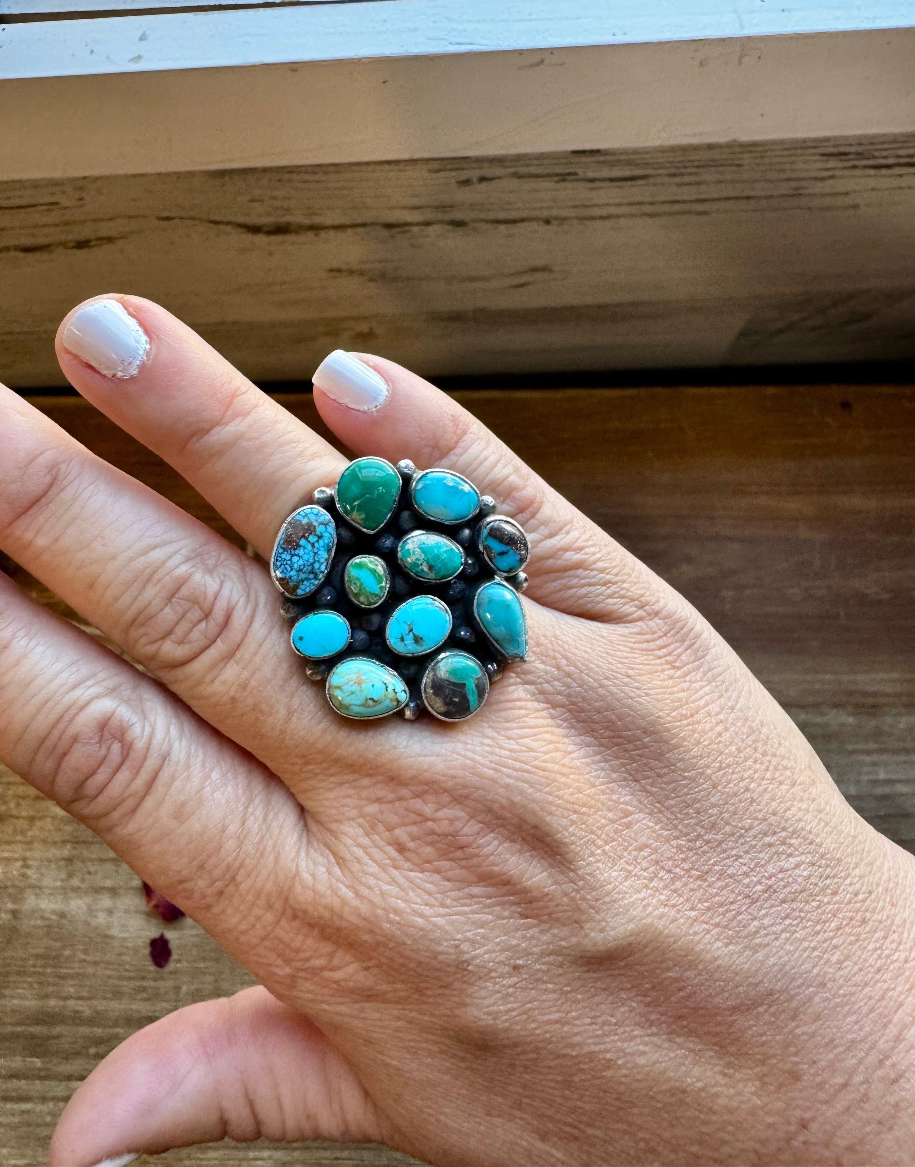 Round ring- size 6.5 - Sonoran Gold turquoise ring and sterling silver
