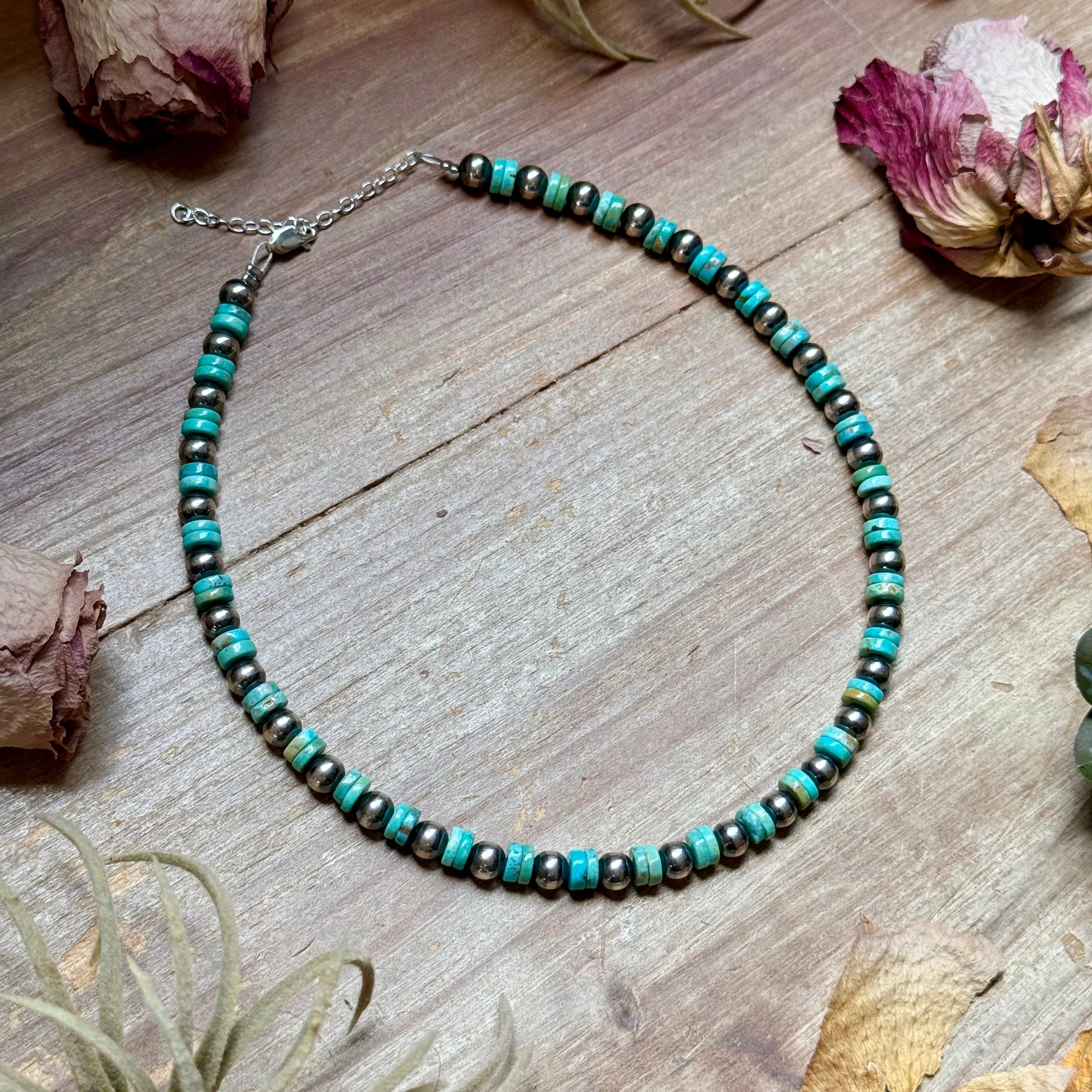 Sterling Silver Pearl & Heishi Choker – 14" + Extender – 6mm