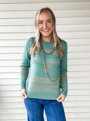 Longhorn Sweater (Aqua)