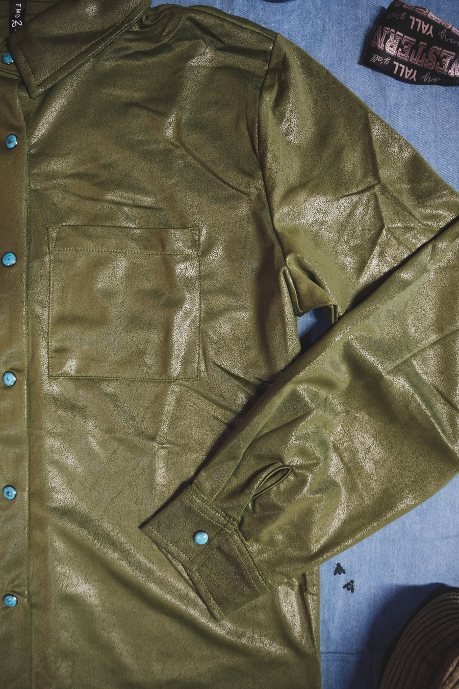 Leather Lux Button Up (Agave)