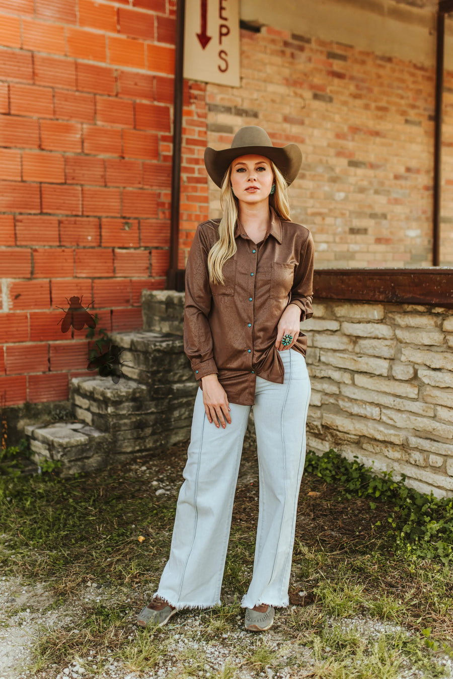 Leather Lux Button Up (Chocolate)