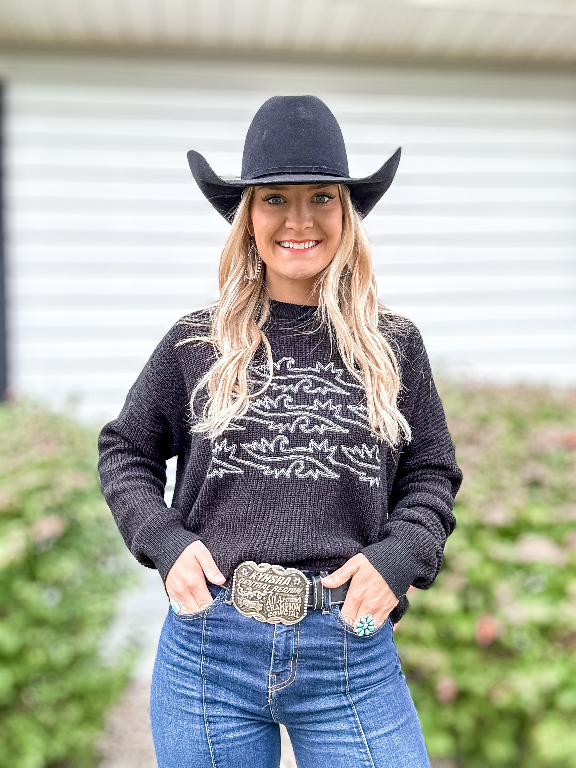 Cowboy Stitch Ribbed Sweater