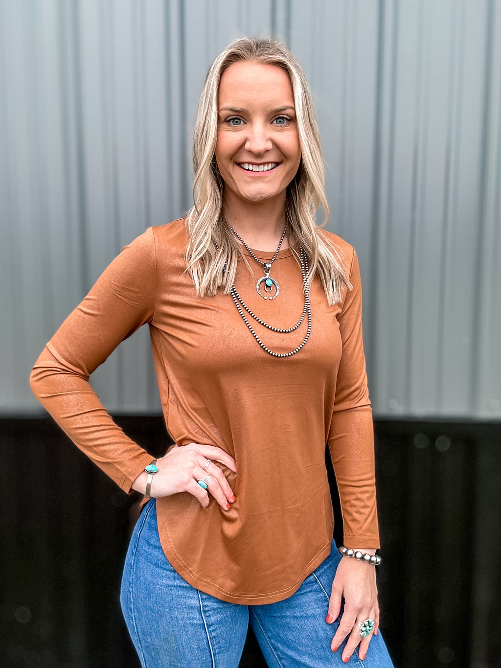 Leather Lux Long Sleeve (Saddle)