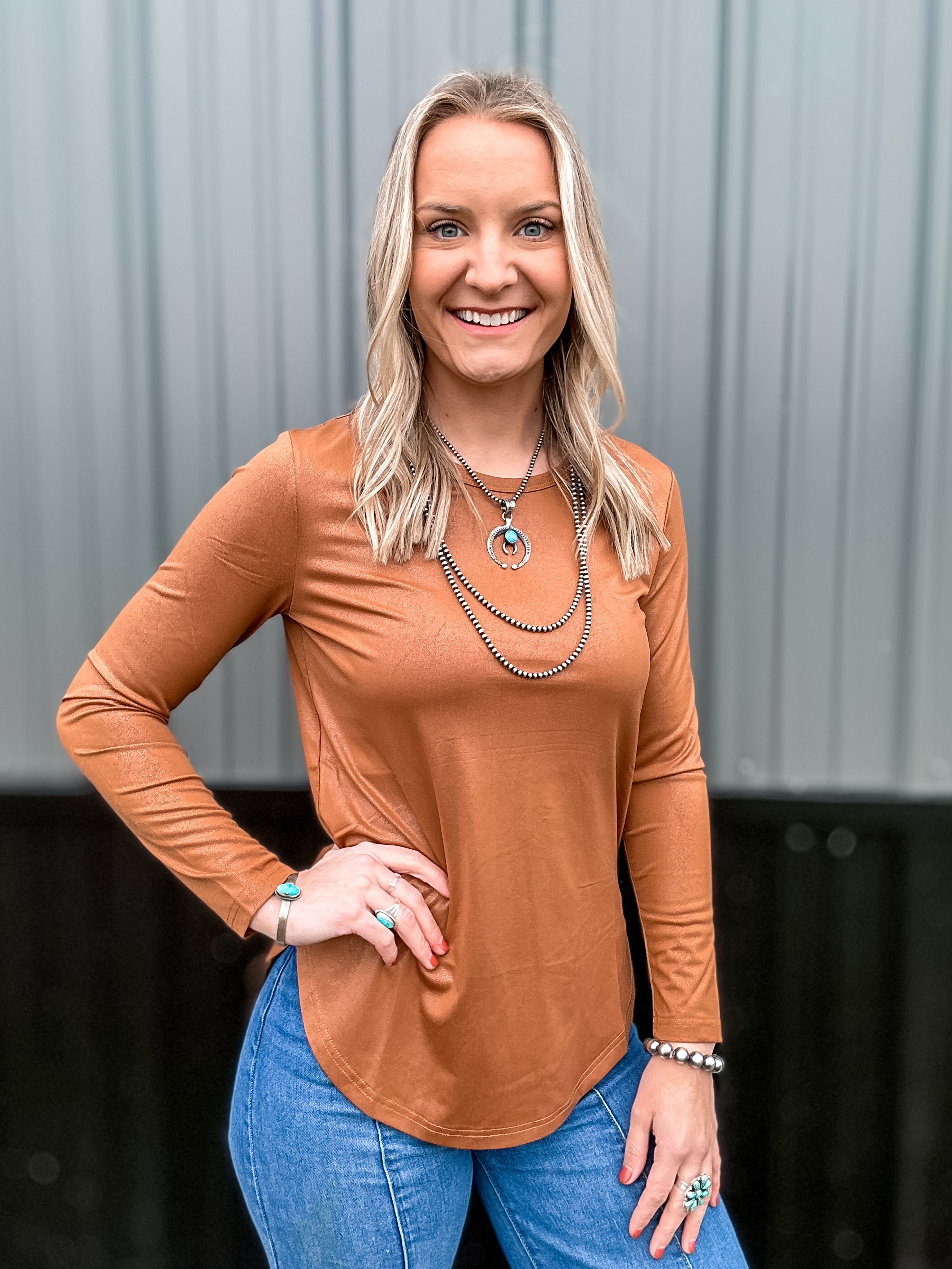 Leather Lux Long Sleeve (Saddle)