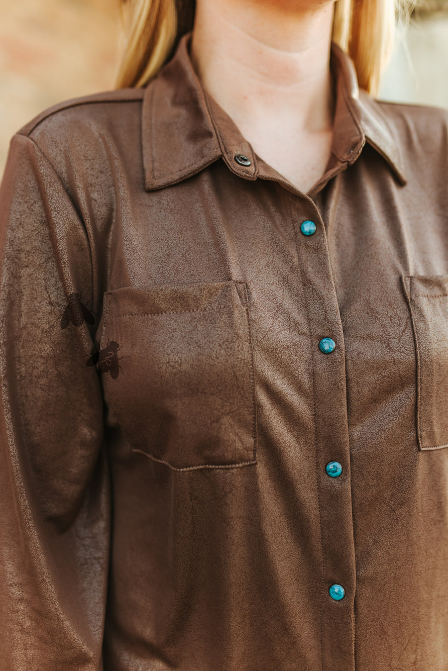 Leather Lux Button Up (Chocolate)