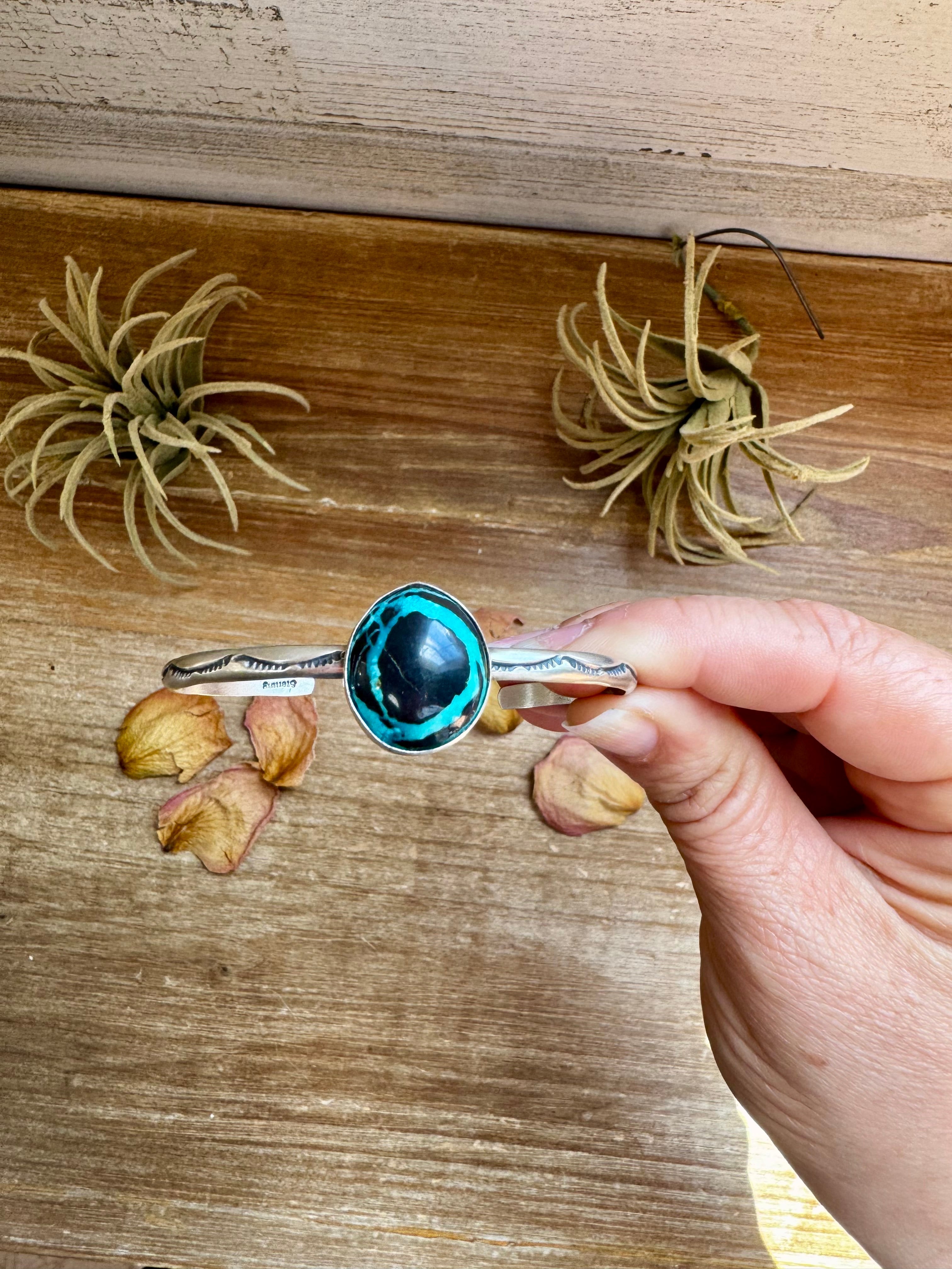 Blue Moon Turquoise Cuff – Sterling Silver, Stamped D&D