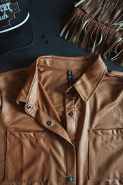 Leather Lux Button Up (Saddle)