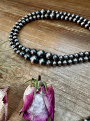 NFR Collection Necklace – Graduated Sterling Silver Pearls 8mm to 14mm  46.5"