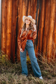 Velvet Cowgirl Button Up (Saddle)