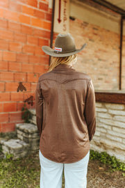 Leather Lux Button Up (Chocolate)