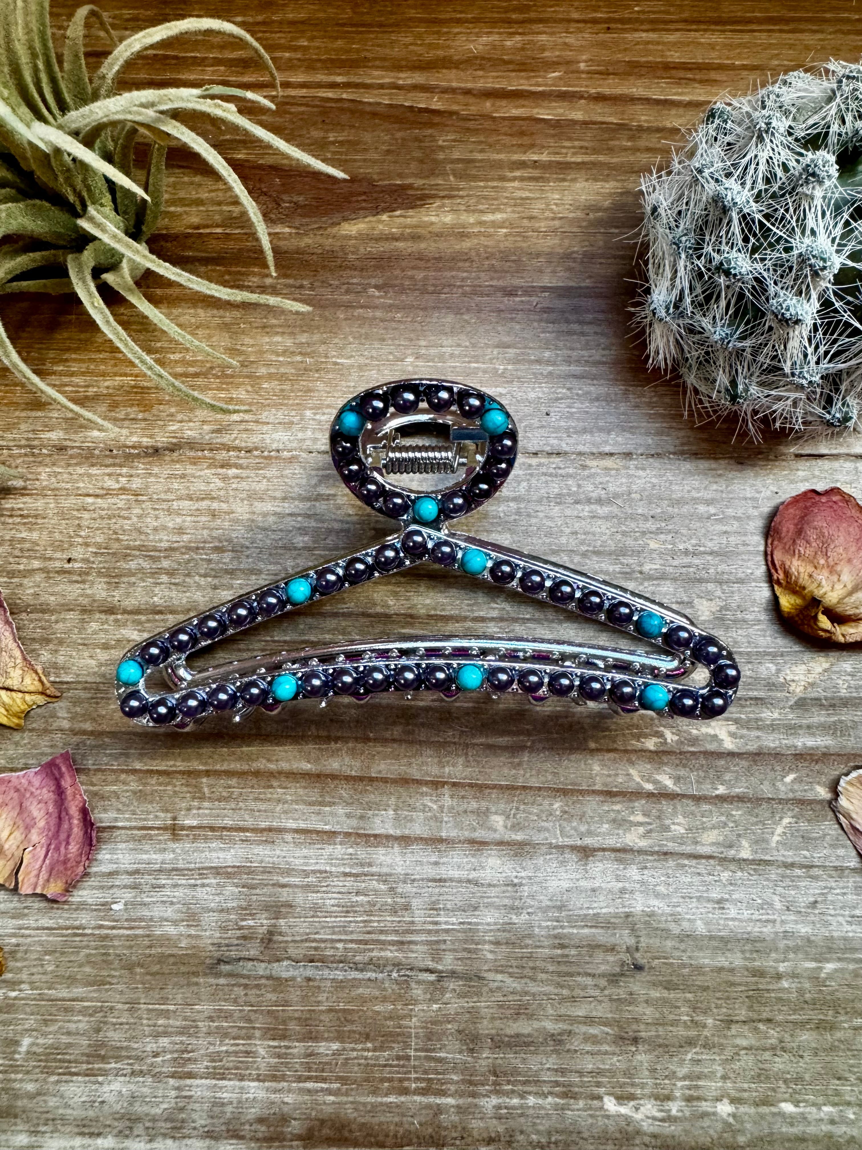 New Style - Turquoise/ faux pearl mix Hair Clips