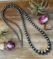 NFR Collection Necklace – Graduated Sterling Silver Pearls 6mm to 16mm 51”