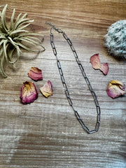 Silver Plated Paperclip Chain Choker – 14” + Extender