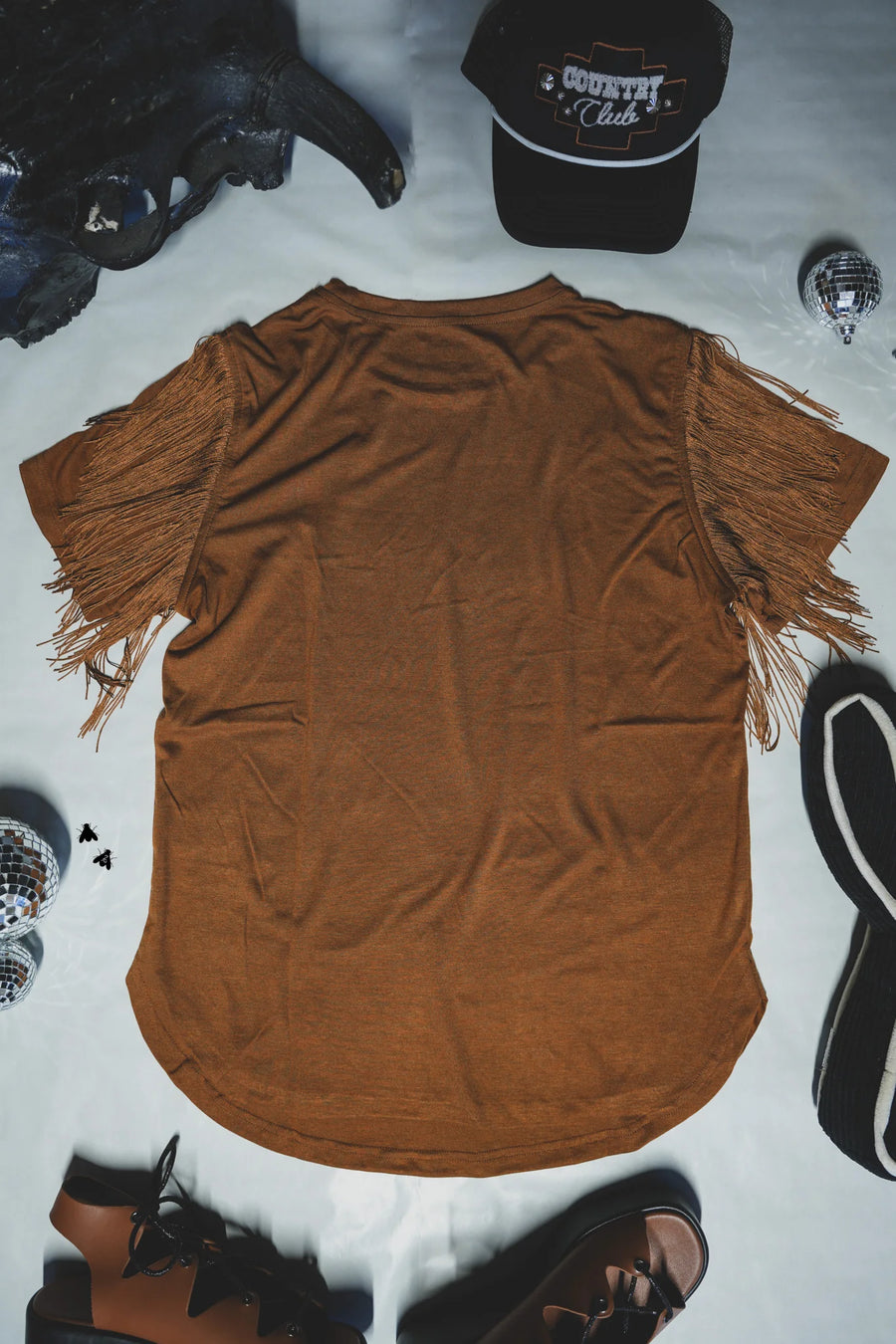 Get Fringey With It Tee (Saddle)