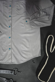 Leather Lux Button Up (Silver)