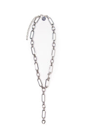 Silver chunky chain Y necklace