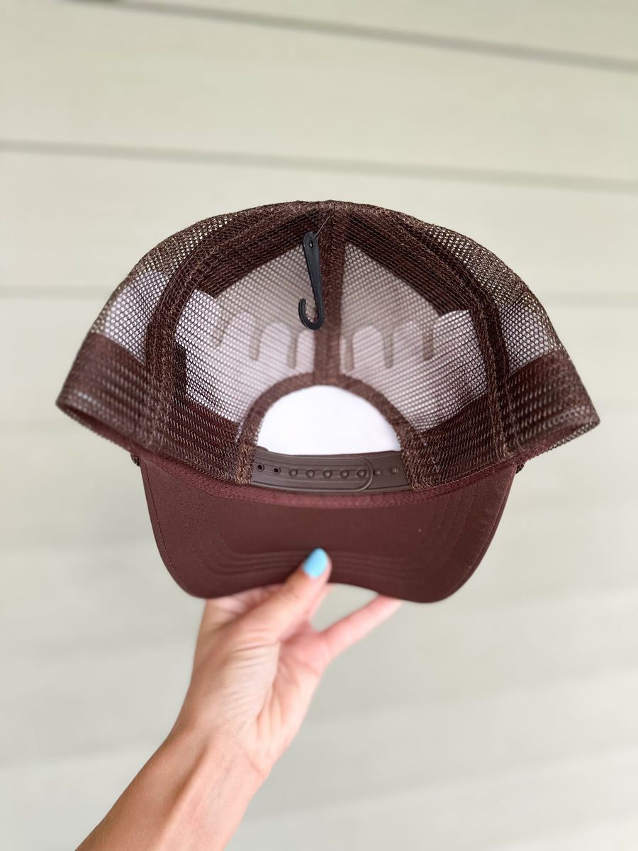 Howdy Darlin Embroidered Trucker Hat (Brown)