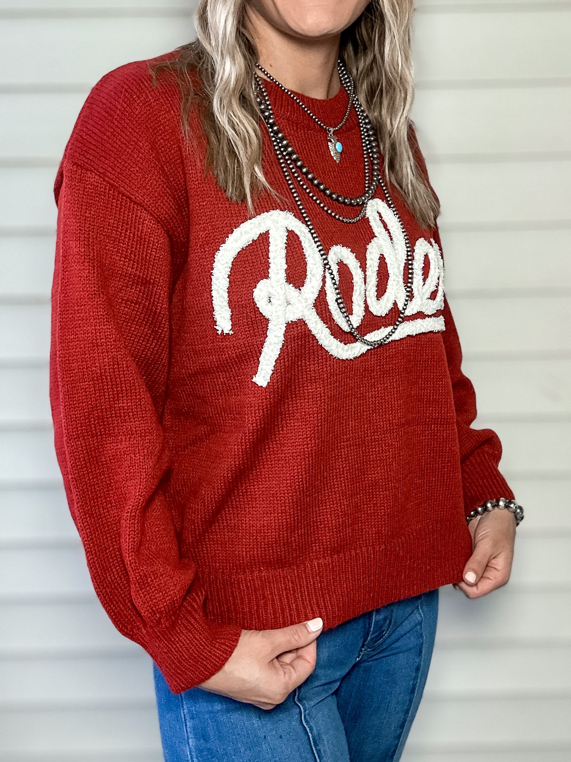 Rodeo Puff Sweater (Red)