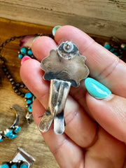 Complete Squash Blossom Set – Kingman Turquoise – Sterling Silver – Navajo Made by Wilson Dawes