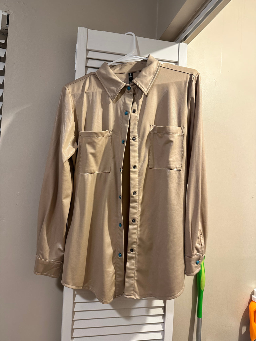 Leather Lux Button Up (Sand)