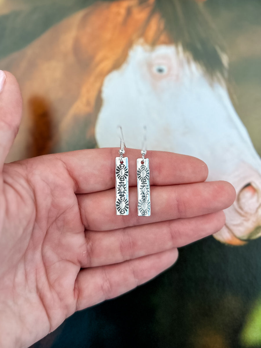 Navajo Handmade Aztec Dangle Earrings 2