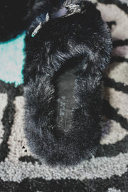 Fuzzy Buckle Slippers Black